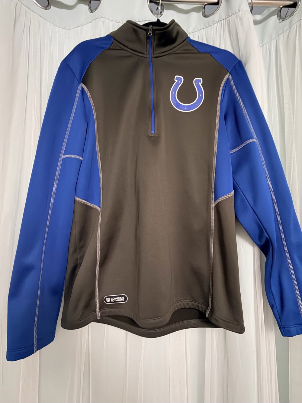 NFL Men's Black and Royal Blue Quarter-Zip Pullover